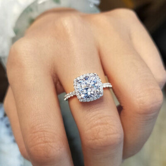 Silver Simulated Diamonds Symphony Ring - Picture 1 of 10